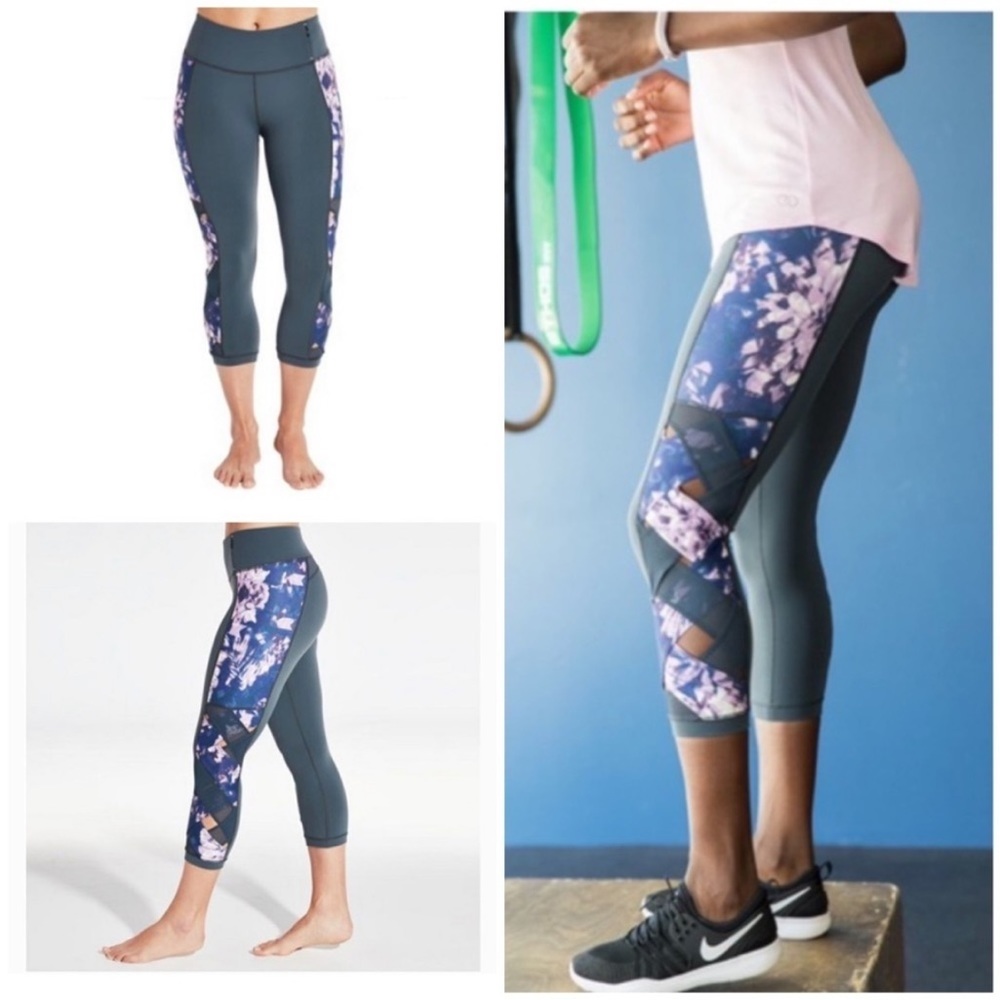 NWT Calia by Carrie Underwood cross cross mesh capri Large color in plum dreams